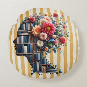 Books Are My Therapy for Bookish Round Cushion