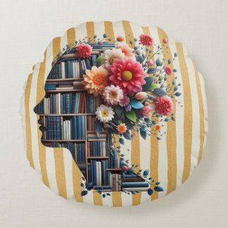 Books Are My Therapy for Bookish Round Cushion