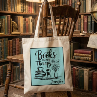 Books Are My Therapy | Personalised Book Lover Tote Bag