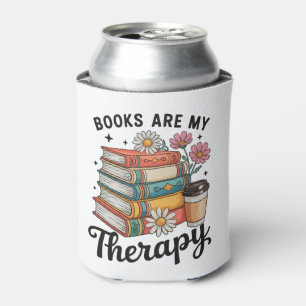 Books Are My Therapy Retro Floral Reading Lover Can Cooler
