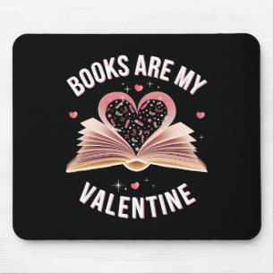 Books Are My Valentine Cute Heart Book Lover Valen Mouse Mat