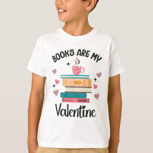 Books Are My Valentine's Day Librarian Bookworm T-Shirt