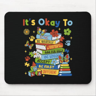Books Autism Awareness Coquette It's Ok To Teacher Mouse Mat