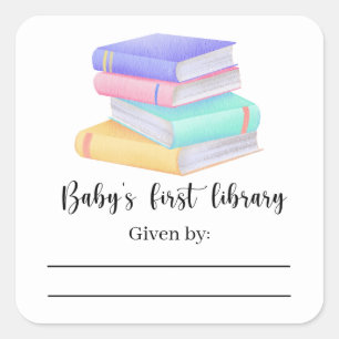 Books - Baby Shower bookplate, books for baby Square Sticker