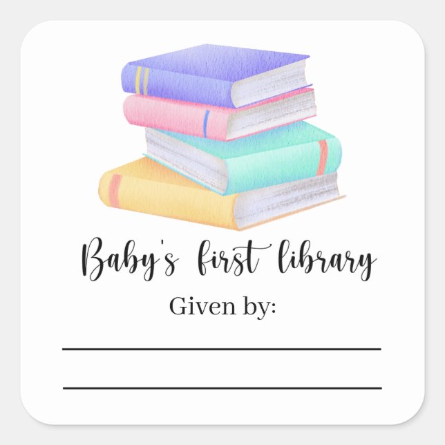 Books - Baby Shower bookplate, books for baby Square Sticker (Front)