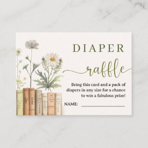 Books Baby Shower Floral Diaper Raffle Enclosure Card