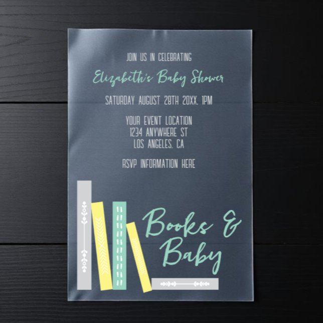 Books Baby Shower Vellum Invitations (Creator Uploaded)