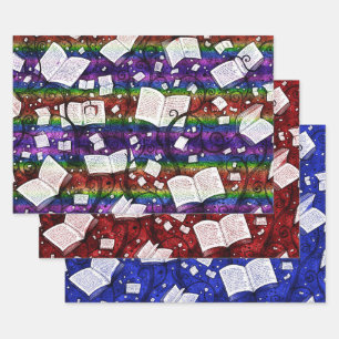 Books Background Collection 4 Wrapping Paper Sheet