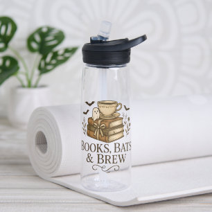 Books Bats Brew Halloween Coffee Reader Art Water Bottle