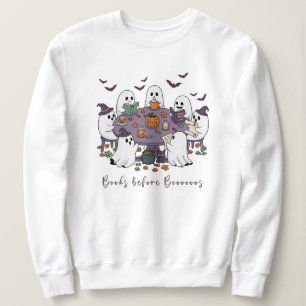Books Before Boooos Cute Ghost Halloween Sweatshirt