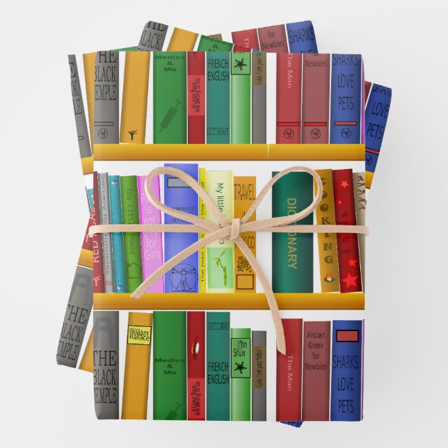 Books Birthday Party Wrapping Paper Sheet (In situ)
