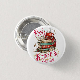 Books Blankets and Hot Cocoa  3 Cm Round Badge