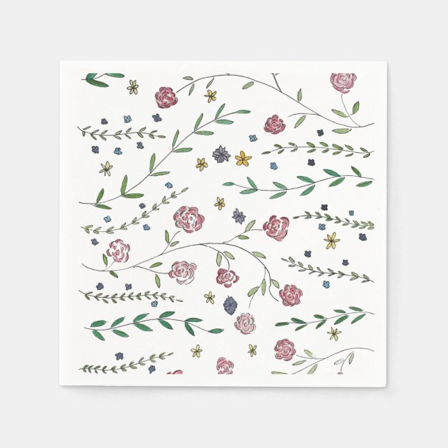 Books & Blossoms Cocktail Napkins (Front)