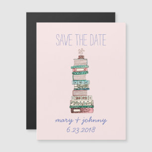 Books & Blossoms Save the Date (Magnetic) Magnetic Invitation
