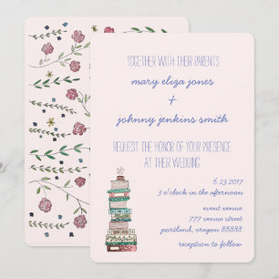 Books & Blossoms Wedding Invitations