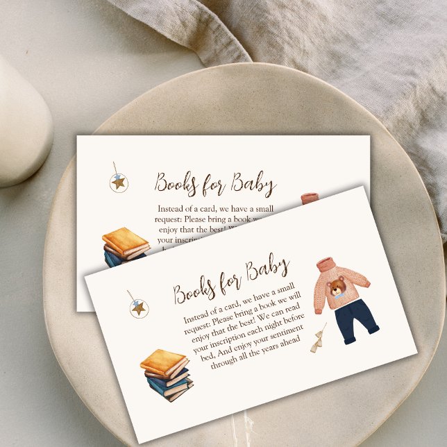 Books Boho Boy Winter Clothes For Baby Shower  Enclosure Card (Books Boho Boy Winter Clothes For Baby Shower Enclosure Card)
