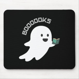 Books Boo Ghost Reading Funny Halloween Book Lover Mouse Mat