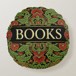 Books Book Lovers Writers Readers Bibliophiles Round Cushion