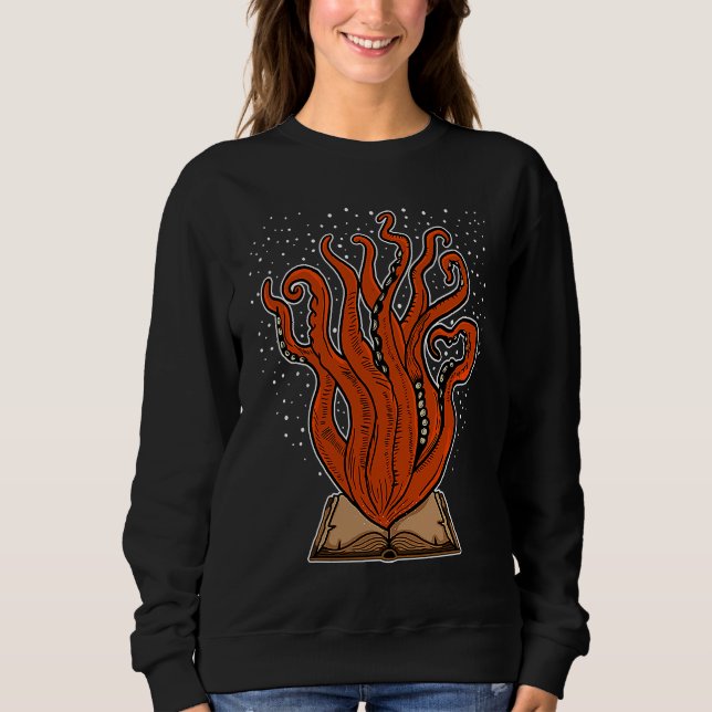 Books Book Reading Octopus Kraken Book Reader Sweatshirt (Front)