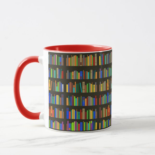 Books Bookshelves Design Coffee Mug (Left)