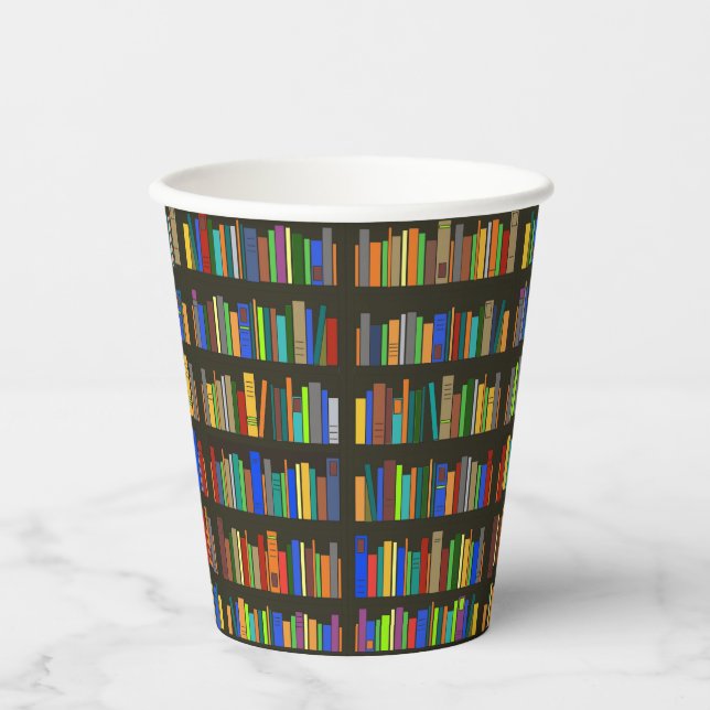 Books Bookshelves Design Paper Cup (Front)