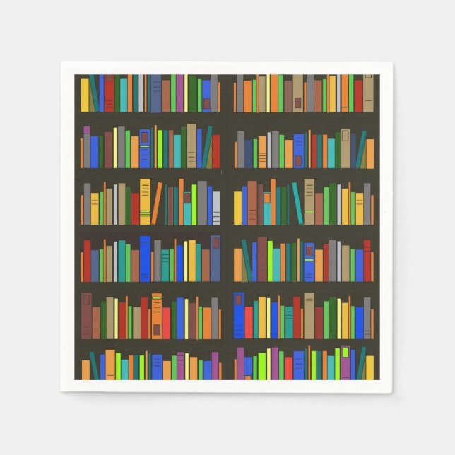Books Bookshelves Design Paper Napkin (Front)