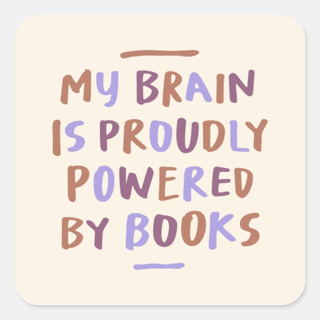 Books Brain Bookworm Hand Lettering Square Sticker (Front)
