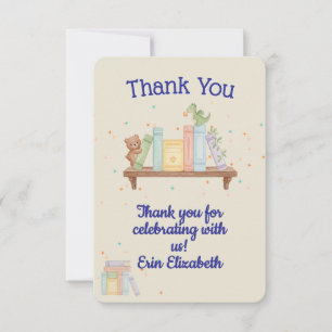 Books & Brunch Blue Baby Shower Thank You Card