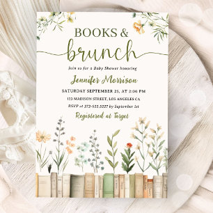 Books & Brunch Library Baby Shower Gender Neutral Invitation