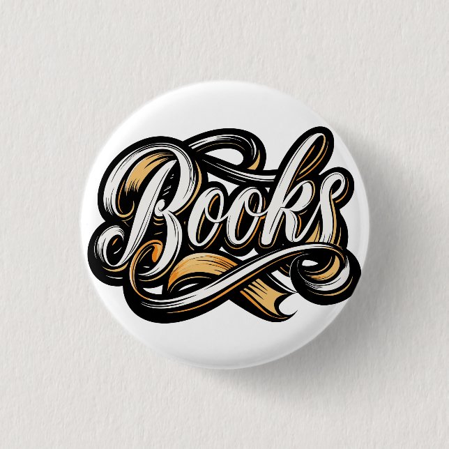 Books Calligraphy Design Tattoo Ribbon Style 3 Cm Round Badge (Front)