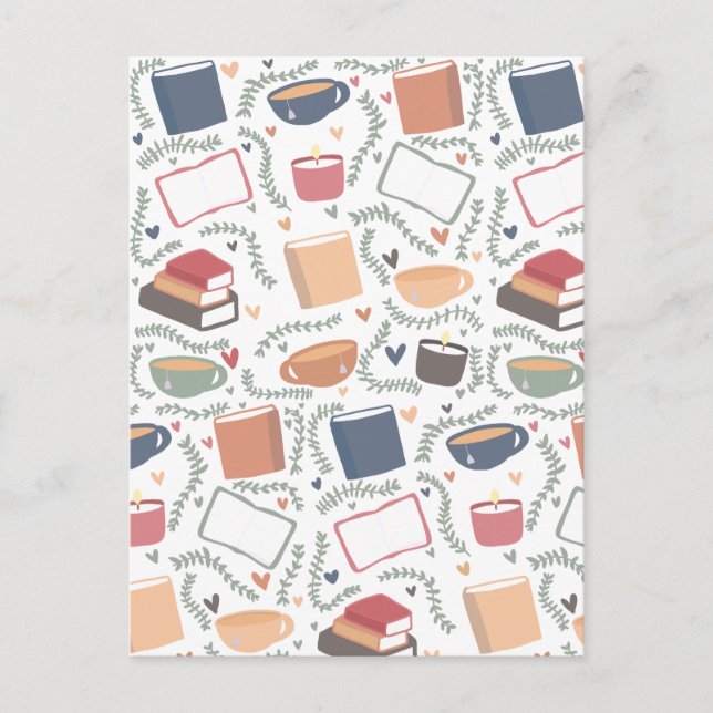 Books, Candles And Tea Postcard (Front)