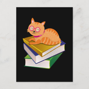 Books - Cat and Books Book Lover Gift Postcard