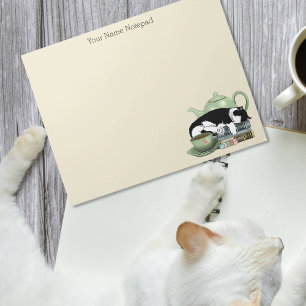 Books Cat Tea Cute Notepad