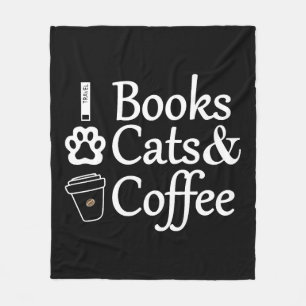 Books Cats & Coffee Fleece Blanket