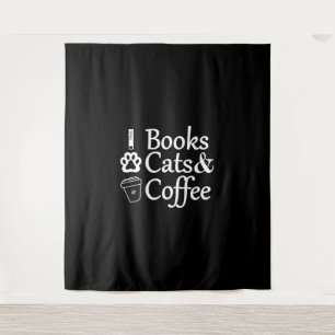 Books Cats & Coffee Tapestry