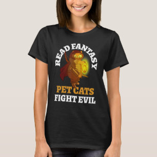 Books Cats Evil Bookish Bookworm Fantasy Biblioph T-Shirt