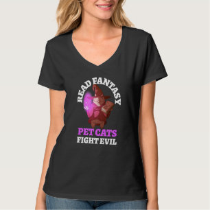 Books Cats Evil Bookish Bookworm Fantasy Wizard Ma T-Shirt