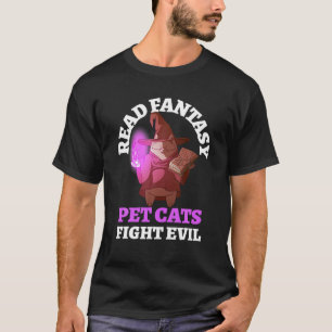 Books Cats Evil Bookish Bookworm Fantasy Wizard Ma T-Shirt