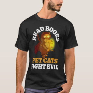 Books Cats Evil Bookish Bookworm Reading Bibliophi T-Shirt