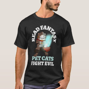 Books Cats Evil Knight Bookish Fantasy Cat Biblio T-Shirt