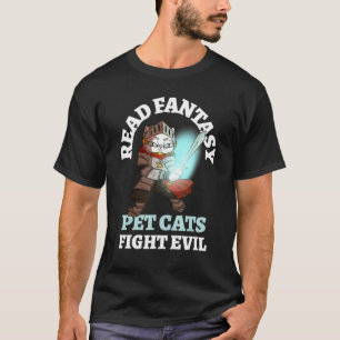 Books Cats Evil Knight Bookish Fantasy Cat Bibliop T-Shirt