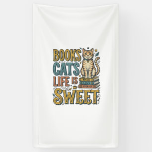 Books Cats Life Is Sweet Vintage Cat Reader Design Banner