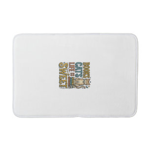 Books Cats Life Is Sweet Vintage Cat Reader Design Bath Mat