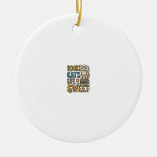 Books Cats Life Is Sweet Vintage Cat Reader Design Ceramic Tree Decoration