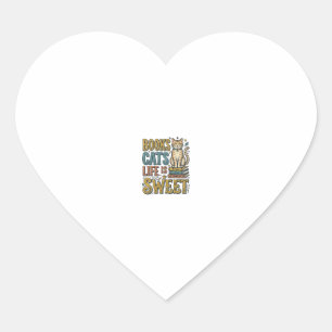 Books Cats Life Is Sweet Vintage Cat Reader Design Heart Sticker