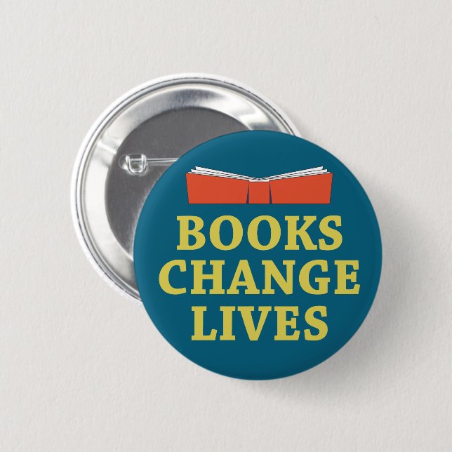 Books Change Lives 6 Cm Round Badge (Front & Back)