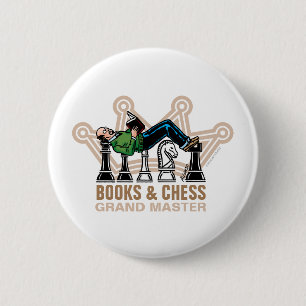 Books & Chess Grand Master 6 Cm Round Badge