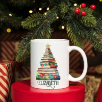 Books Christmas Tree Librarian Book Lovers Name