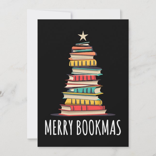 Books Christmas Tree Merry Bookmas Invitation (Front)
