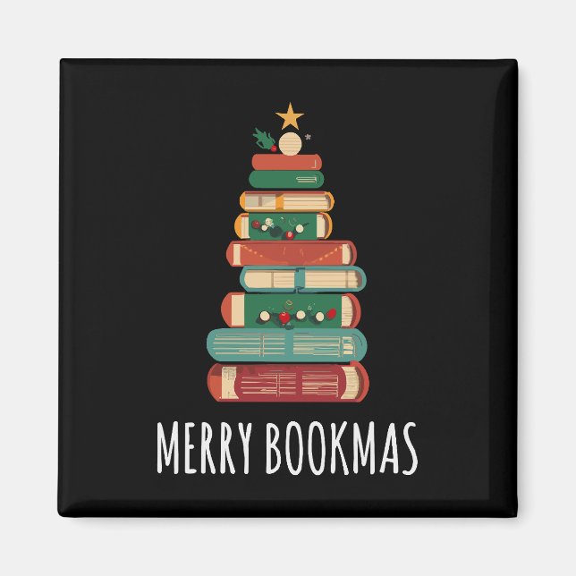 Books Christmas Tree Merry Bookmas Magnet (Front)